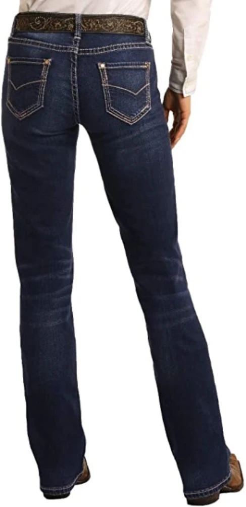 Rock & Roll Cowgirl Riding Extra Stretch Dark Wash Jeans 3 Rock & Roll Cowgirl Riding Extra Stretch Dark Wash Jeans