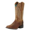 Ariat Ladies Round Up Wide Square Toe Powder Brown Boot 10018528 -Western Cowboy Equipment 10018528 3 4 front