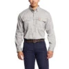 Ariat Men's Flame Resistant Solid Vent Work Shirt- Silver Fox 10019063 2 Ariat Men's Flame Resistant Solid Vent Work Shirt- Silver Fox 10019063 -Western Cowboy Equipment 10019063 front