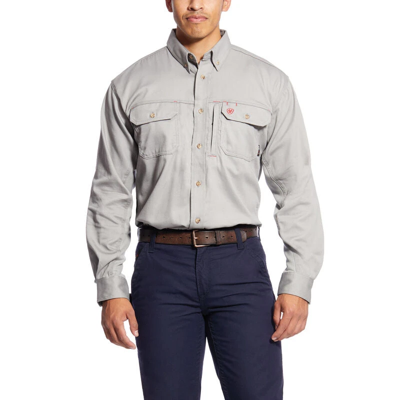 Ariat Men's Flame Resistant Solid Vent Work Shirt- Silver Fox 10019063 3 Ariat Men's Flame Resistant Solid Vent Work Shirt- Silver Fox 10019063