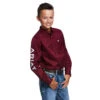 Kids Ariat Team Logo Twill Classic Fit Shirt Burgundy/White 10030163 2 Kids Ariat Team Logo Twill Classic Fit Shirt Burgundy/White 10030163 -Western Cowboy Equipment 10030163 front 1
