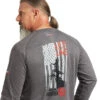 Ariat FR Air Life On The Line Graphic Top Charcoal Heather- 10039429 -Western Cowboy Equipment 10039429 01