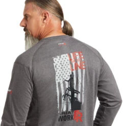 Ariat FR Air Life On The Line Graphic Top Charcoal Heather- 10039429