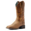 Ladies Ariat Round Up Wide Square Toe Western Boot Bare Brown 10044431 -Western Cowboy Equipment 10044431 3 4 front 1