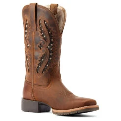 Ladies Ariat Hybrid Rancher VentTEK 360 Western Boot Distressed Tan 10044473 -Western Cowboy Equipment 10044473 medial 1