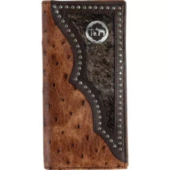 3D Belt Co. Men's Brown Ostrich Rodeo Hair On Wallet DW914
