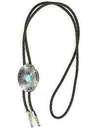 Men's Oval Turquoise Stone Bolo Tie 3 Men's Oval Turquoise Stone Bolo Tie