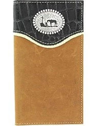 Nocona Men's Croc Print Overlay Cowboy Prayer Concho Rodeo Wallet