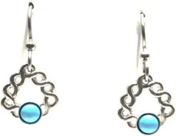 Silver Forest Woven Soft Triangle With Turquoise Stone Pierced Earrings NE-1913A