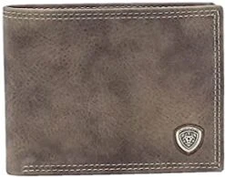 ARIAT Men's Shield Concho Grey Bifold Wallet