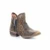 Circle G By Corral Ladies Brown Distress Cutout Round Toe Bootie Q5021