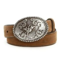 Kids Nocona Basic Brown Belt Bull Riding Buckle N4421844