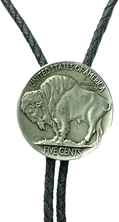 M & F Western Men's Buffalo Nickel Bolo Tie Silver One Size 4 M & F Western Men's Buffalo Nickel Bolo Tie Silver One Size - Image 2