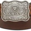 Ariat Boy's Rectangle Rope Edge Shield Buckle Embossed Belt A1301002 -Western Cowboy Equipment 71OOGItiW L. AC UY218