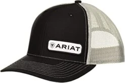 ARIAT Men's Offset Name Patch Mesh Back Cap, Black, One Size A300000501