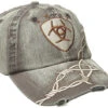 Ariat Distressed Brown With Barbwire Logo Cap 1509802 -Western Cowboy Equipment 91APgdWRdjL. UX679