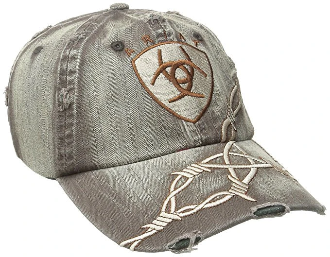 Ariat Distressed Brown With Barbwire Logo Cap 1509802