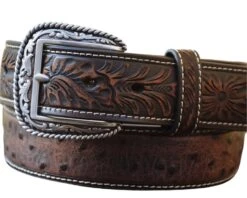 Ariat Ostrich Print Hand Tooled Belt A1017202