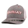 Ariat Mens Hat Baseball Cap Mesh Back Logo Patch Gray Tweed Snapback A300000806 2 Ariat Mens Hat Baseball Cap Mesh Back Logo Patch Gray Tweed Snapback A300000806 -Western Cowboy Equipment Ariat Mens Red White Embordered Logo Grey Cap A300000806 S 1