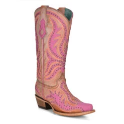 Ladies Corral Pink Overlay & Fluorescent Emrboidery Boots C3970