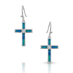 Montana Silversmiths River Of Lights Opal Cross Earrings ER4614