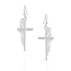 Montana Silversmiths Montana Silversmith Silver Artistry Faith Cross Earrings ER5148