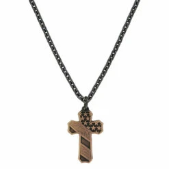Montana Silversmiths Men's Faded Glory Flag Cross Necklace NC3771BLB