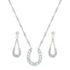 Montana Silversmiths Crystal Clear Lucky Horseshoe Jewelry Set JS808 -Western Cowboy Equipment JS808
