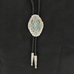 Silver & Turquoise Southwestern Double S Bolo By M&F 22114