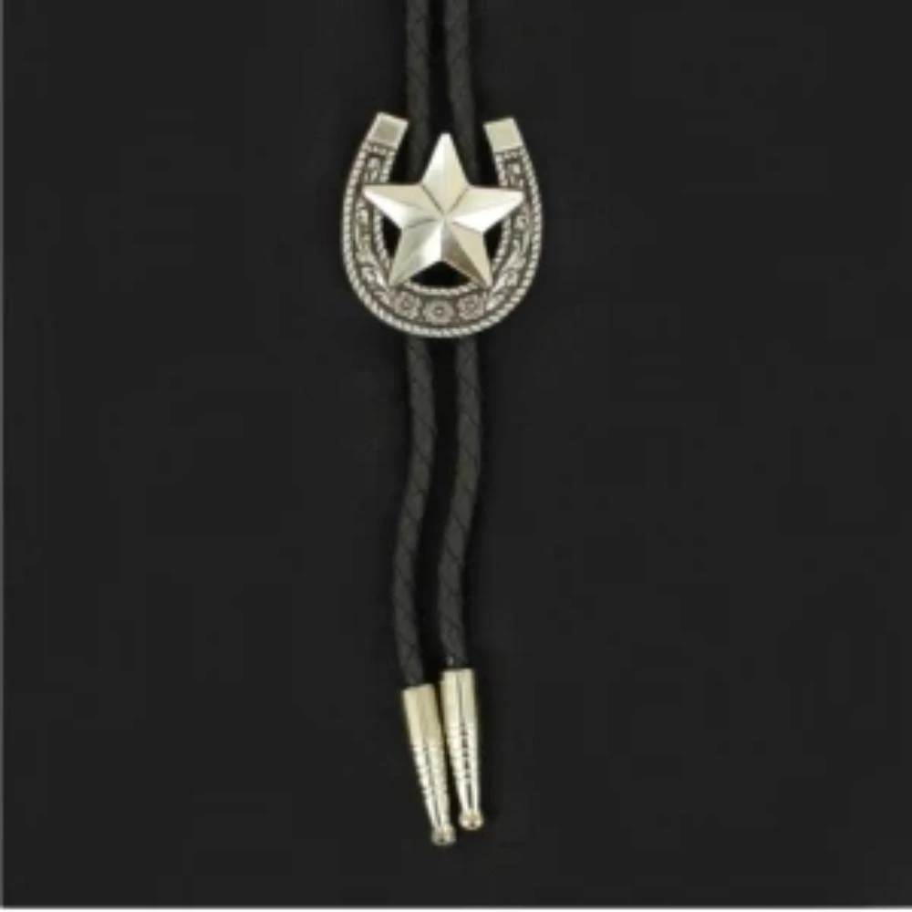 Silver Metal Horseshoe And Star Western Bolo Tie 22860 3 Silver Metal Horseshoe And Star Western Bolo Tie 22860