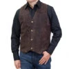Cripple Creek Snap Suede Leather Vest ML3061-37 Brown -Western Cowboy Equipment ML3061 21 LargeFrontSQR
