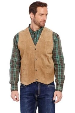 Cripple Creek Snap Suede Leather Vest Tan ML3061-24