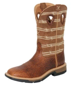 Men's Twisted X 12" Rustic Brown & Lion Tan Soft Toe Work Boot MXB0010