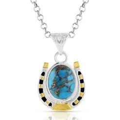 Montana Silversmiths Montana Silversmith Set In Stone Gold & Turquoise Pendant Necklace NC5077