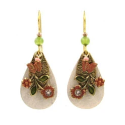 Silver Forest Tear W/ Floral Flag Earrings NE-0803A