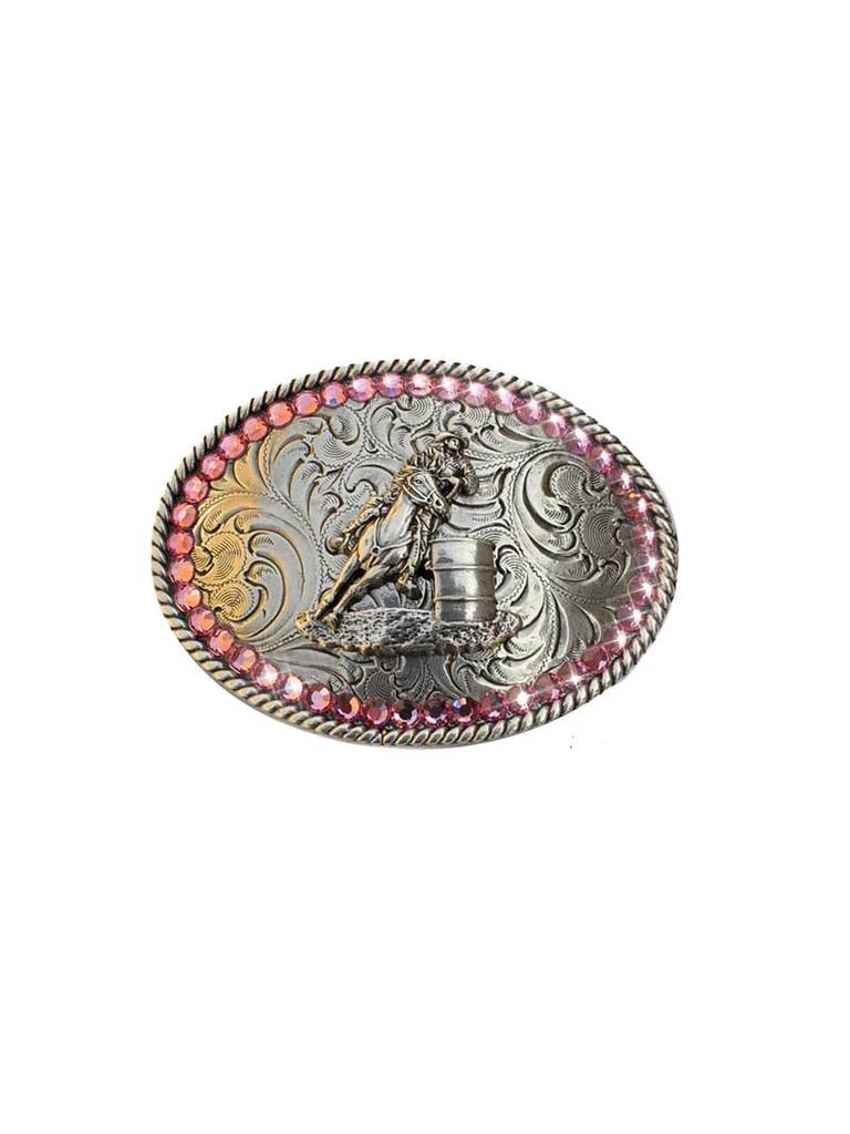 Nocona 37380 Oval Buckle With Pink Rhinestones And Barrel Racer 4 Nocona 37380 Oval Buckle With Pink Rhinestones And Barrel Racer - Image 2