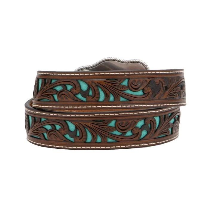 Nocona Kids Piercing Turquoise Underlay Bull Rider Belt - N4439033 4 Nocona Kids Piercing Turquoise Underlay Bull Rider Belt - N4439033 - Image 2