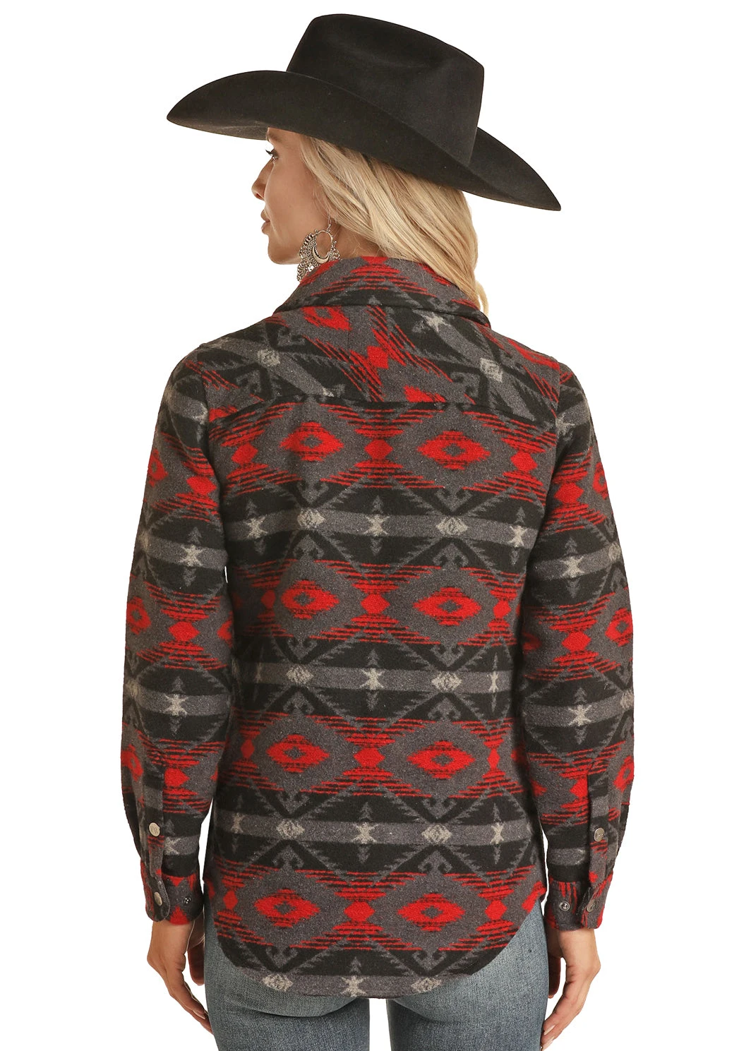 Ladies Powder River Aztec Print Jacket Black/Red PRWO92RZZ3 4 Ladies Powder River Aztec Print Jacket Black/Red PRWO92RZZ3 - Image 2