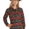 Ladies Powder River Aztec Print Jacket Black/Red PRWO92RZZ3 -Western Cowboy Equipment PRWO92RZZ3 1