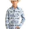 Rock&Roll Aztec Blue Boys Shirt RRBS2SRZ7Z