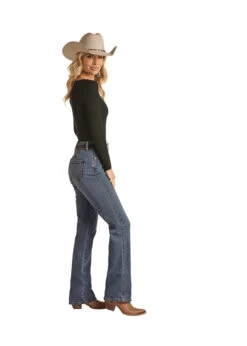 ROCK And Roll Ladies Ladies Yoke Detail High Rise Boot Cut Jeans RRWD4HR0G3 -Western Cowboy Equipment RRWD4HR0G3 A