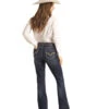 Rock & Roll Denim Women's Dark Wash Leopard Detail Pockets Mid Rise Boot Cut Riding RRWD4RR0KM Jeans-
