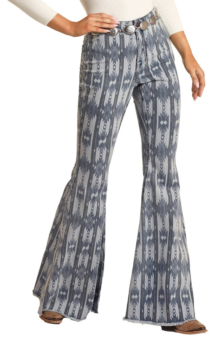 Ladies Rock & Roll High Rise Extra Stretch Aztec Print Bell Bottom Jeans RRWD7PRZRF 3 Ladies Rock & Roll High Rise Extra Stretch Aztec Print Bell Bottom Jeans RRWD7PRZRF