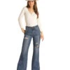 Rock&Roll Denim Distress Flare Comfort Palazzo Jeans RRWD8HR0GX