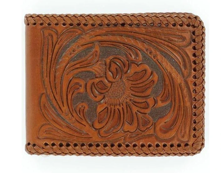 Nocona Bifold Floral Embossed Wallet With Laced Edge N5421008 3 Nocona Bifold Floral Embossed Wallet With Laced Edge N5421008