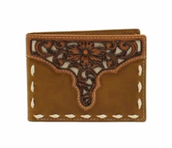 Ariat Men's Overlay Stitch Bifold Brown Wallet A3547344