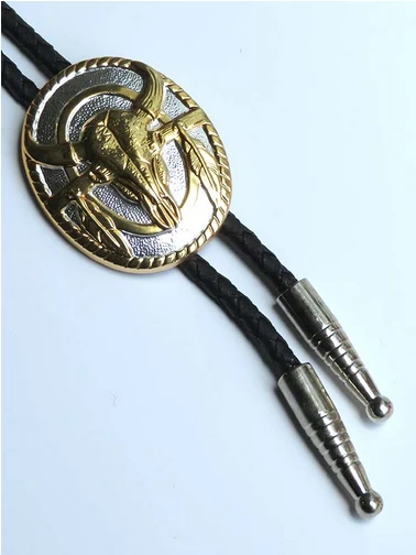 Gold Skull Oval Concho Bolo Tie 22274 4 Gold Skull Oval Concho Bolo Tie 22274 - Image 2