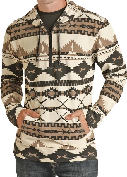 Men's Powder River Aztec Quarter Zip Knit Hoodie PRMO91RZXN 3 Men's Powder River Aztec Quarter Zip Knit Hoodie PRMO91RZXN