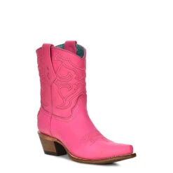 Ladies Corral Embroidery Snip Toe Boots Fuchsia Z5137