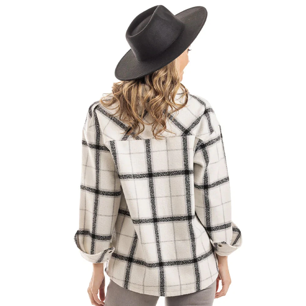 Katydid Ladies WHITE AND BLACK PLAID SHACKET- KATY-KDC-SHKT-40_WHT_ 4 Katydid Ladies WHITE AND BLACK PLAID SHACKET- KATY-KDC-SHKT-40_WHT_ - Image 2
